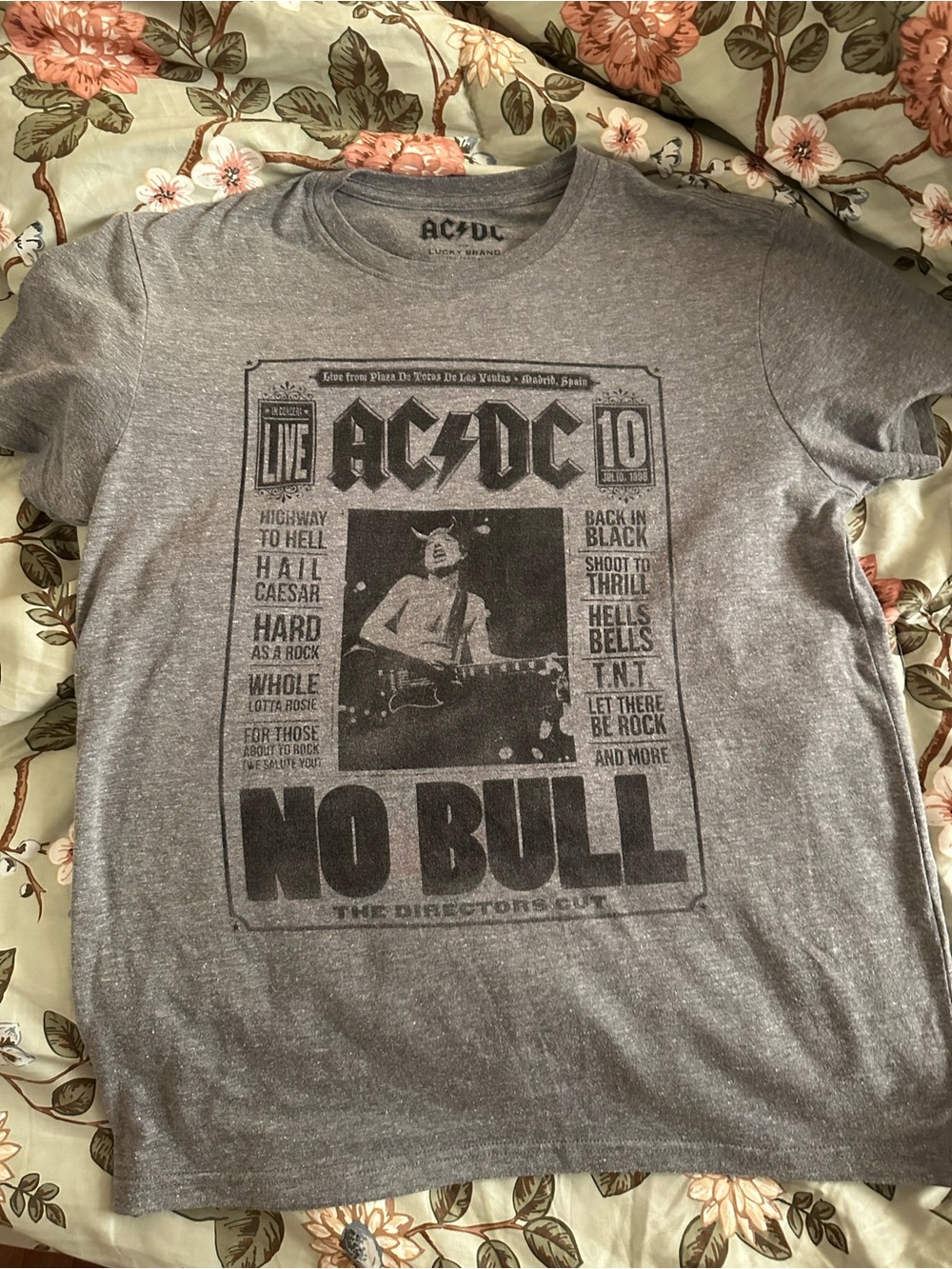 Lucky Brand Gray AC/DC "No Bull" Graphic Tee Size S